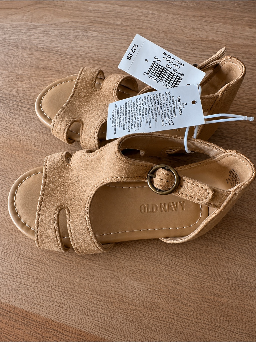 Old Navy Toddler Girls Tan Faux Suede Fisherman Sandals Nwt Size 6